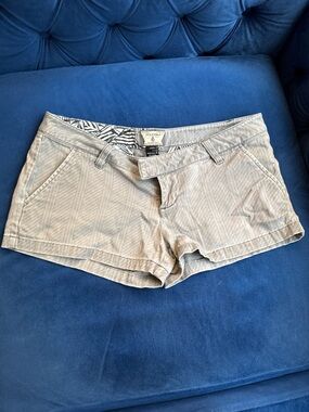 Volcom Women's Grey  Patterned Cotton Shorts - Casual Summer Style